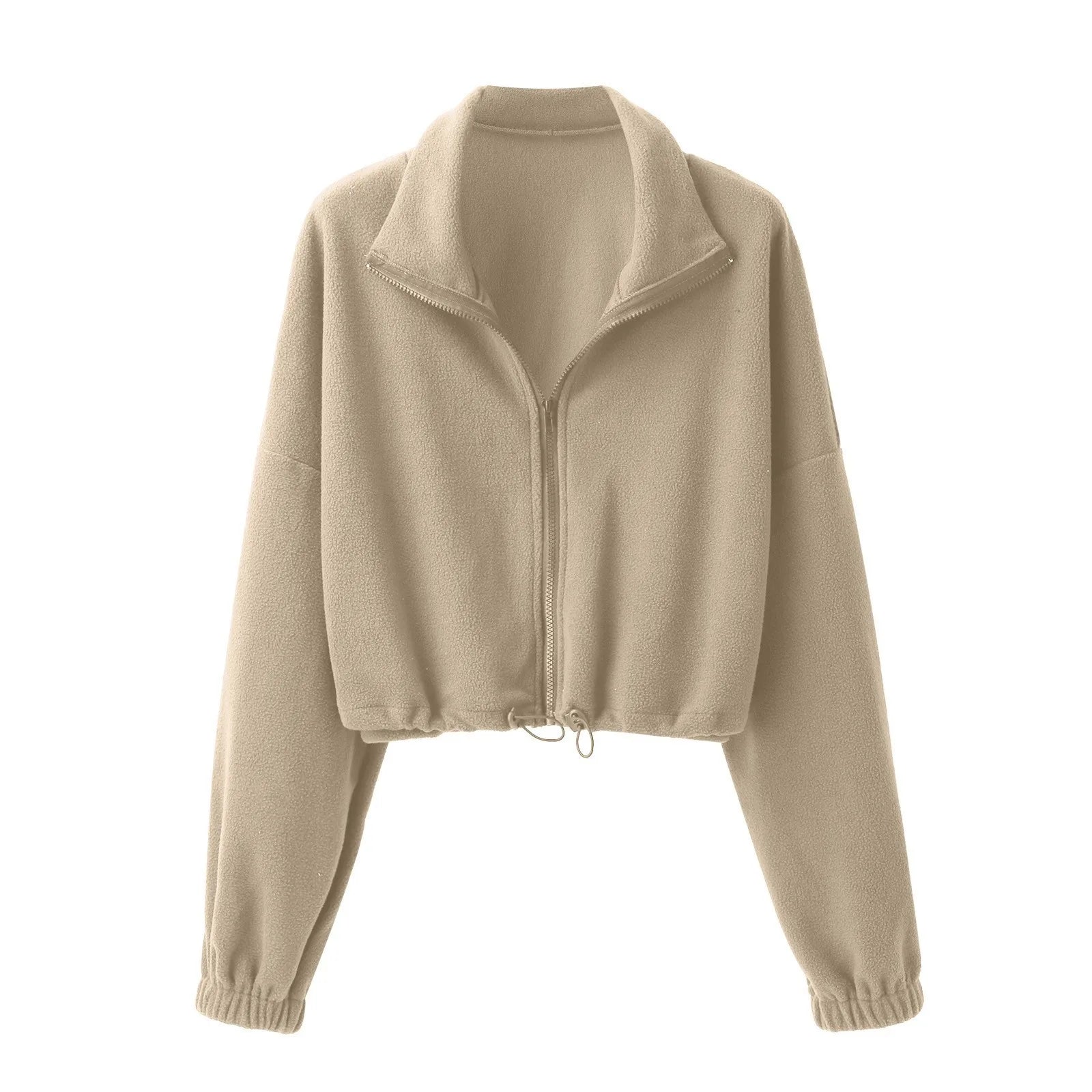 🔥 Women's Oversized Fleece Zip-Up Crop Jacket – Cozy & Stylish for Autumn/Winter ❄️