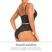 Lace Shapewear Bodysuit with Built-In Bra - Firm Control Body Shaper