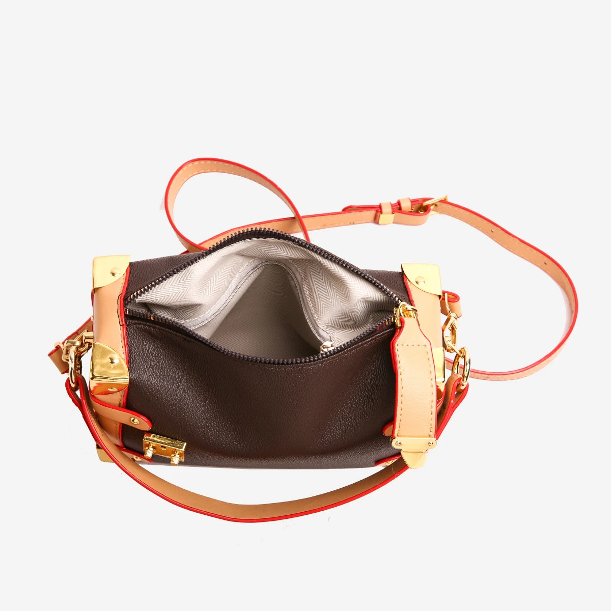 Vintage Women's Brown Shoulder Bag Designer Box Bag with: