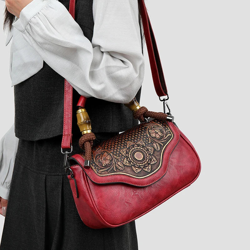3D Floral Print Crossbody Bag - Retro Designer Shoulder Handbag | OWNLUXE