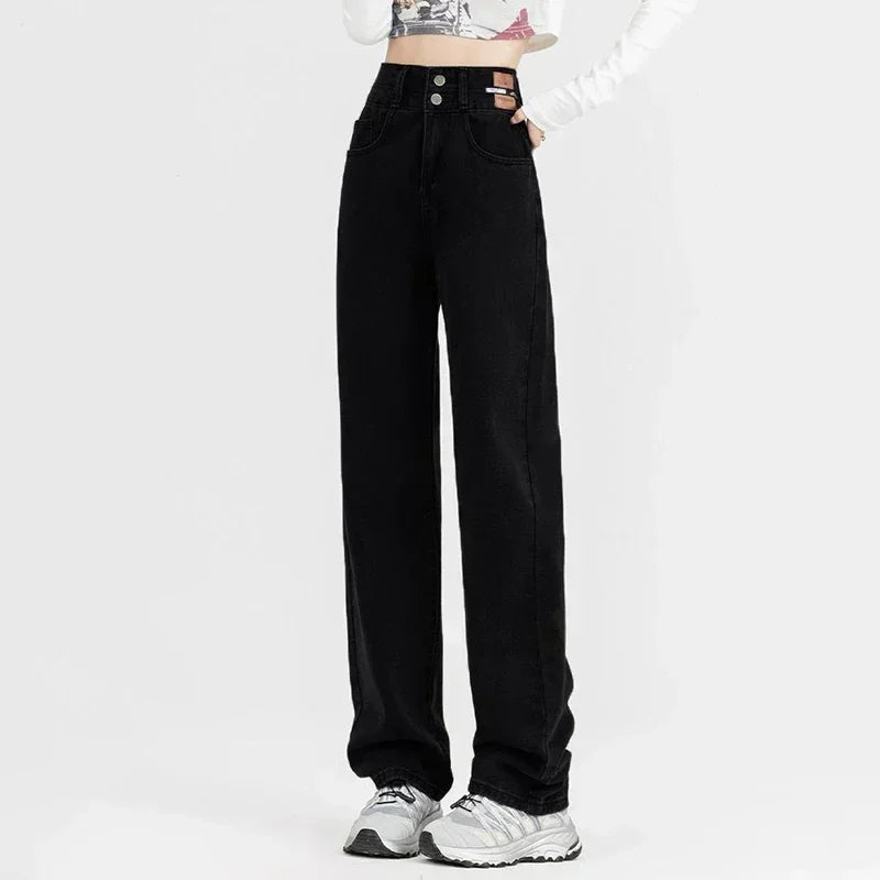 Winter Fleece-Lined Jeans - Thermal High Waist Denim Pants