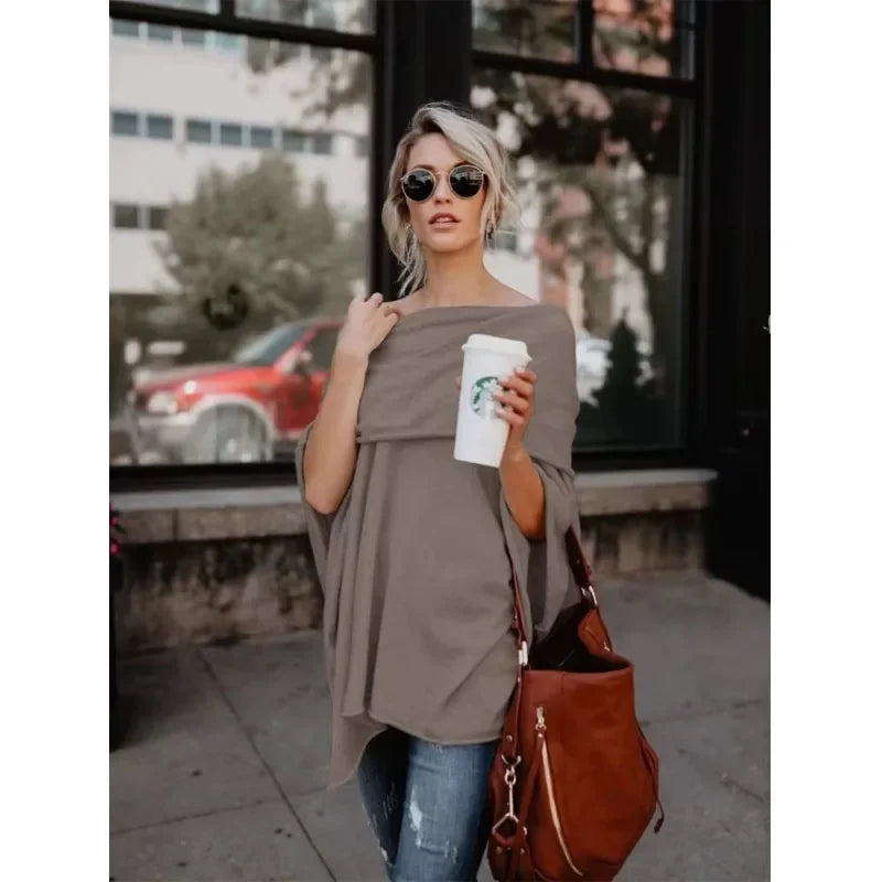 Trendy Off-Shoulder Loose Fit Top – Stylish & Comfortable