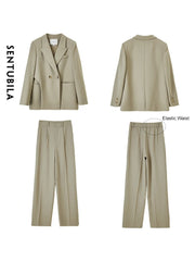 Relaxed Notched Blazer & Pleated Pant Set | OWNLUXE