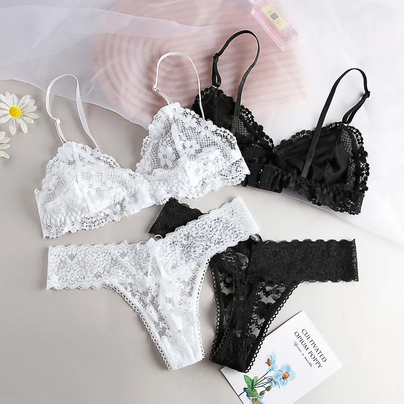 Sexy Lace Push-Up Bra & Brief Set  Wire-Free, and Ultra-Thin
