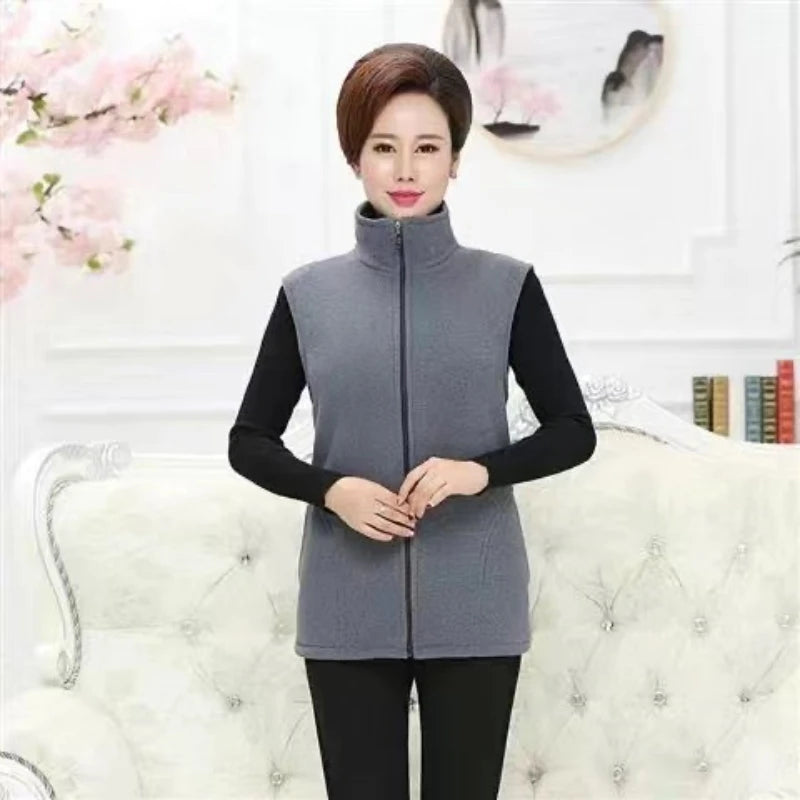 Extended-Size Vest Sleeveless Zip-Up Jacket | OWNLUXE