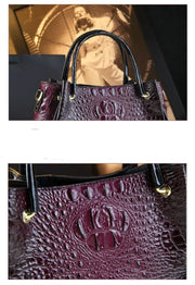 Genuine Leather Crocodile Print Tote - 2025 Trend Bucket Bag