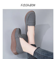 Women's Suede Platform Loafers - Slip-on Flats | OWNLUXE