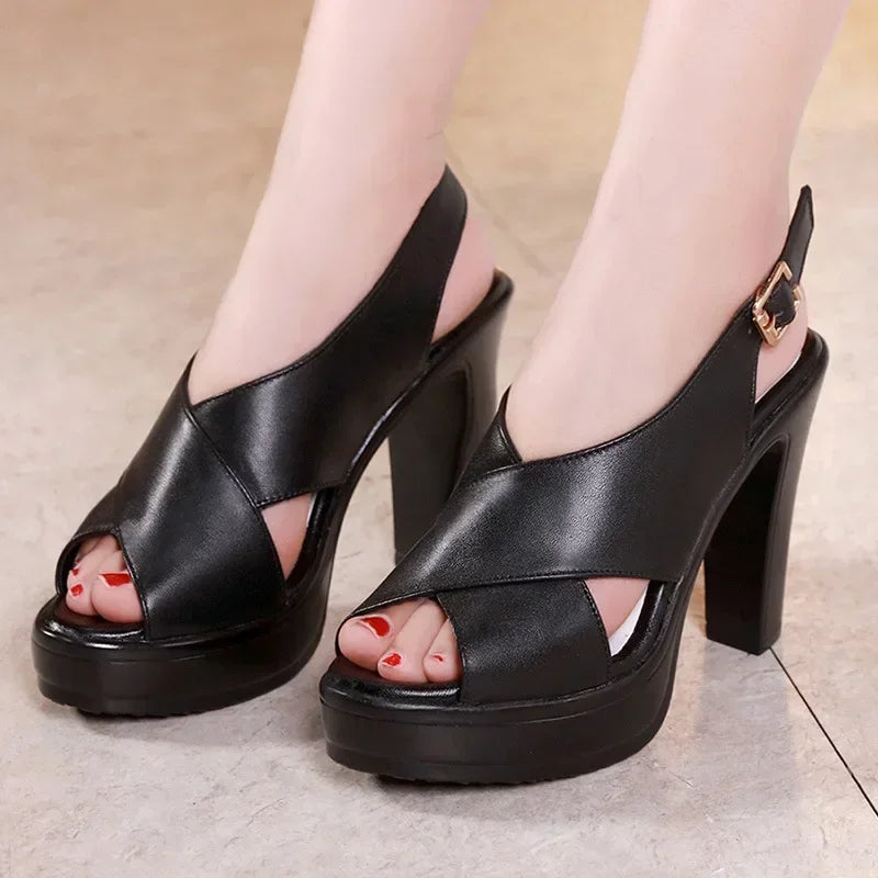 Women’s Gladiator Heeled Sandals – Cross-Tied Spike Heel