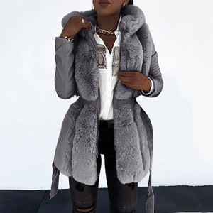 Women's Zip-Up Fleece Hoodie – Warm Plush Hooded Jacket with Pockets