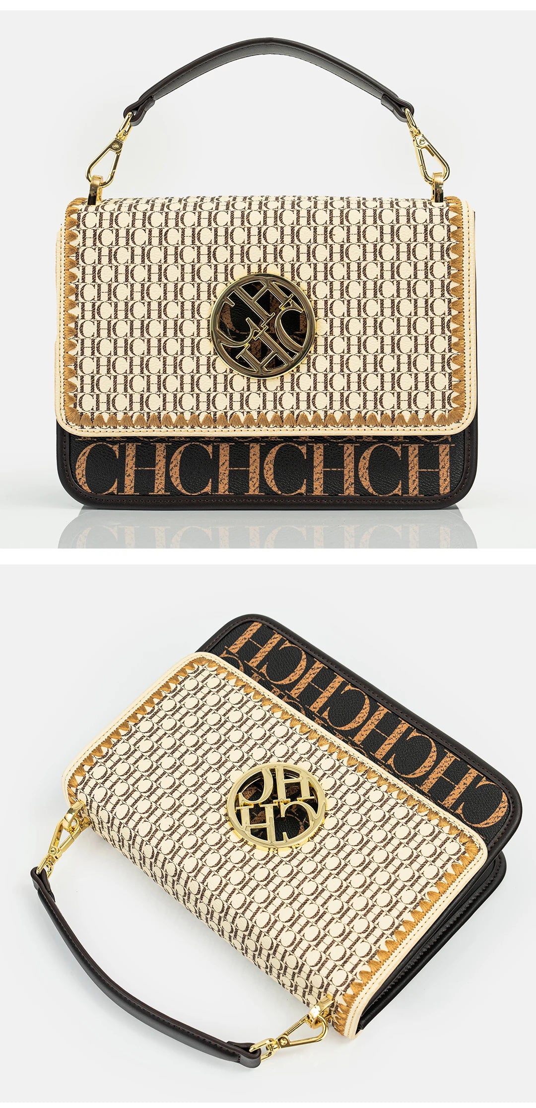 Letter Embossed Shoulder Bag - Luxury Party Handbag