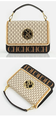 Letter Embossed Shoulder Bag - Luxury Party Handbag