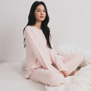 Two-Piece Cotton Pajama Set (Wave Foam Powder) – Shop at OWNLUXE