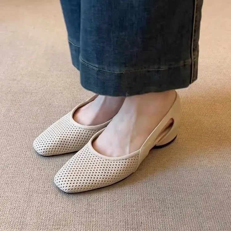 Women's Low Heel Breathable Leather Sandals – Shop at OWNLUXE