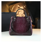 Genuine Leather Crocodile Print Tote - 2025 Trend Bucket Bag