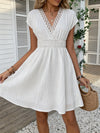 Lace V-Neck Striped Dress | OWNLUXE