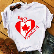 Canada Letter Print T-Shirt - Women's Casual Patriotic Tee