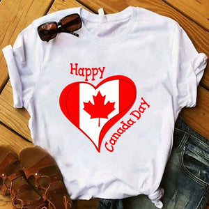 Canada Letter Print Shirt for Women – Casual Tee | T-Shirt Lettre “Canada” pour Femme – Style Décontracté