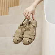 Women's Leather Retro Sandals Flat – Shop at OWNLUXE