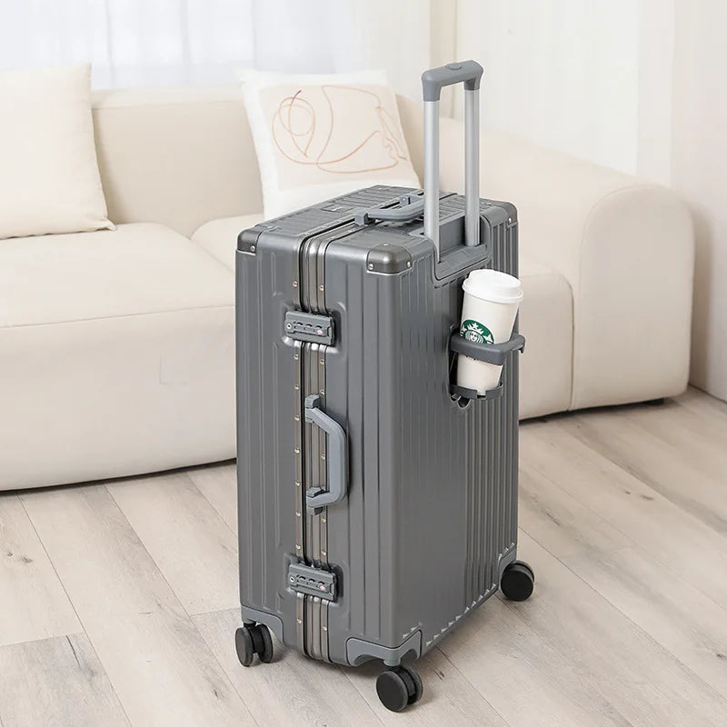 Carry On Luggage with Cup, Phone Holder and USB – Hard Shell Spinner Suitcase