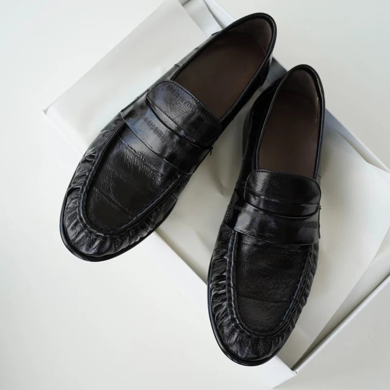 Women's Leather Retro Loafers (Black) – Shop at OWNLUXE