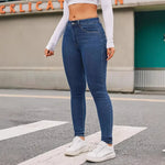 Load image into Gallery viewer, Women High Waist Stretch Denim Jeans Hip Lifting Skinny Pencil Pants Ladies Full Length Slim Solid Color Trousers
