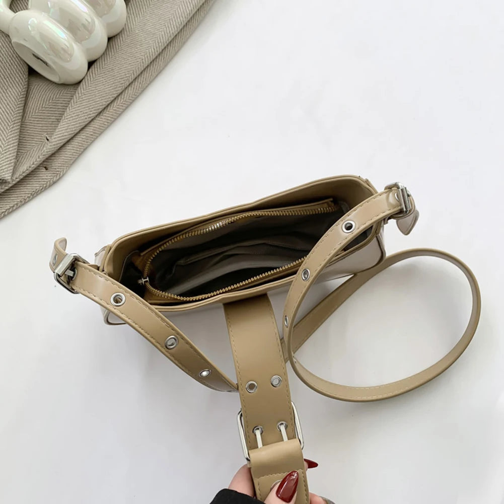 Women's Gothic Crescent Crossbody Bag – Punk Style Hobo Shoulder Bag