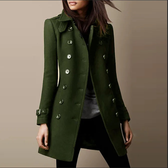 Autumn Winter Woolen Coat Women Casual Fashion Double Breasted Long Sleeve | OWNLUXE