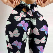 High-Waist Printed Bow Yoga Leggings | OWNLUXE