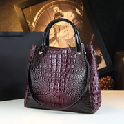 Genuine Leather Crocodile Print Tote - 2025 Trend Bucket Bag