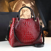 Genuine Leather Crocodile Print Tote - 2025 Trend Bucket Bag