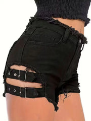 Women's Adjustable Denim Mini Shorts | OWNLUXE