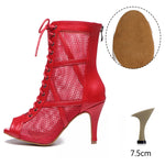 Load image into Gallery viewer, Mesh Zip Dance Ankle Boots – Cuban Heel Ballroom &amp; Latin
