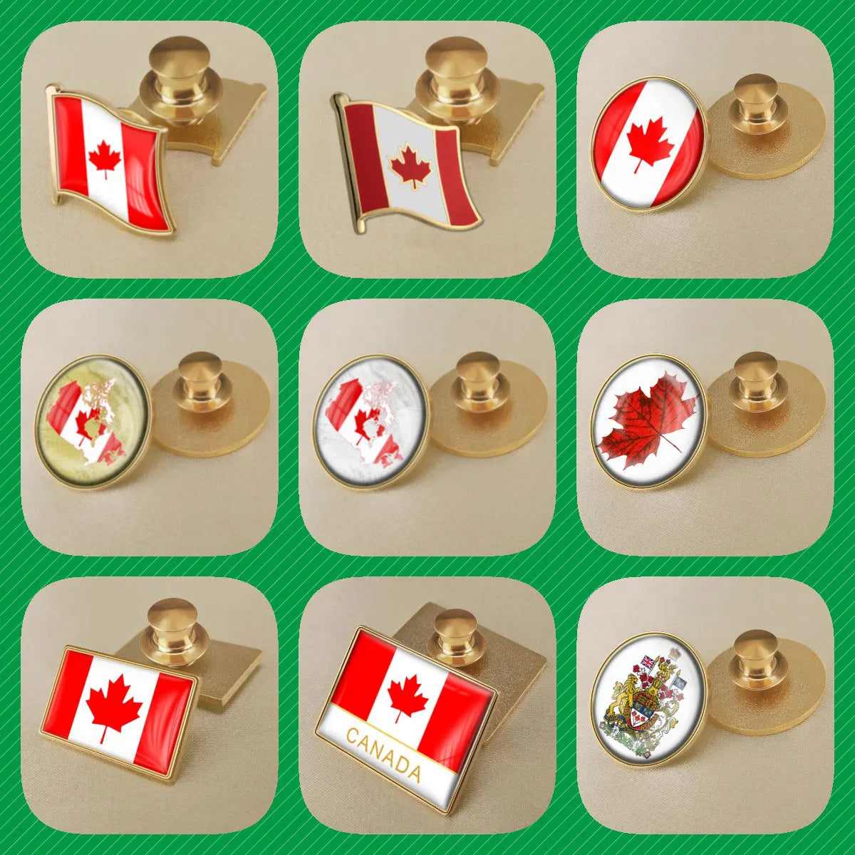 Canada Map Flag National Emblem Brooch - Lapel Pin Badge for Clothing & Official Use