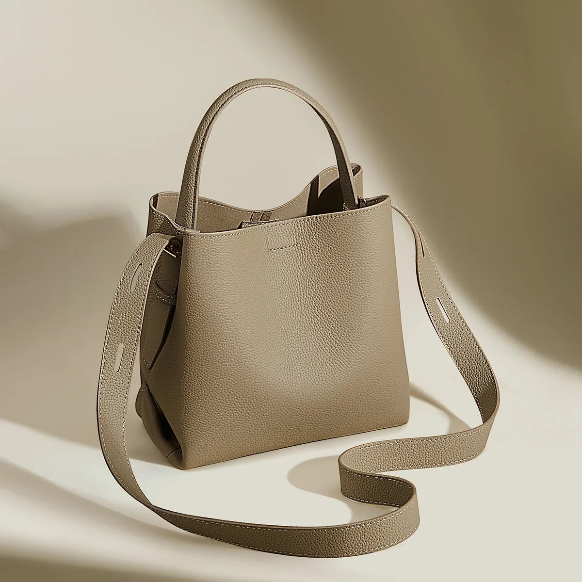Spacious Genuine Leather Bucket Bag | OWNLUXE