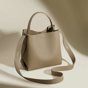 Spacious Genuine Leather Bucket Bag | OWNLUXE