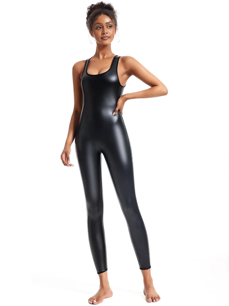 Faux Leather Wire-Free Bodysuit Shaper | OWNLUXE