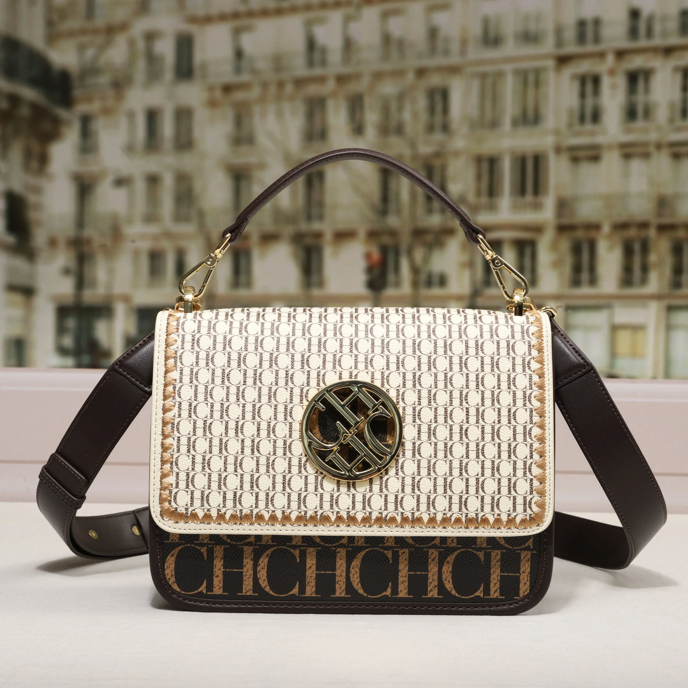 Letter Embossed Shoulder Bag - Luxury Party Handbag