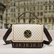 Letter Embossed Shoulder Bag - Luxury Party Handbag