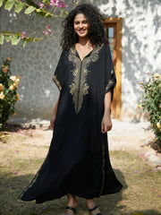 Embroidered V-Neck Short-Sleeve Swim Cover-Up | OWNLUXE