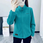 Women's Leopard Print Fleece Jacket – Warm Zipper Coat