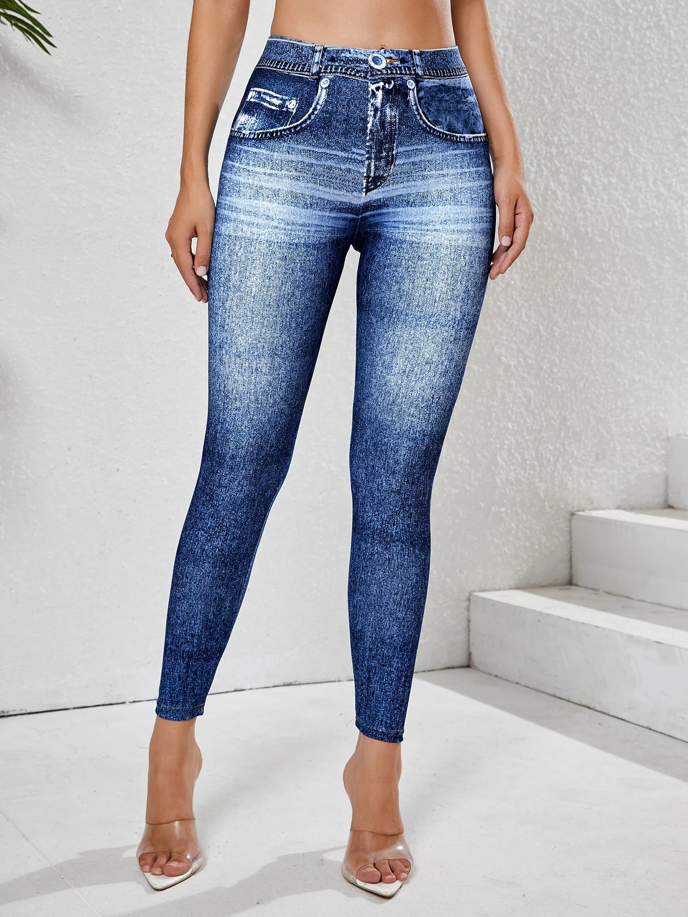 Denim Pocket Tummy-Control Yoga Leggings | OWNLUXE