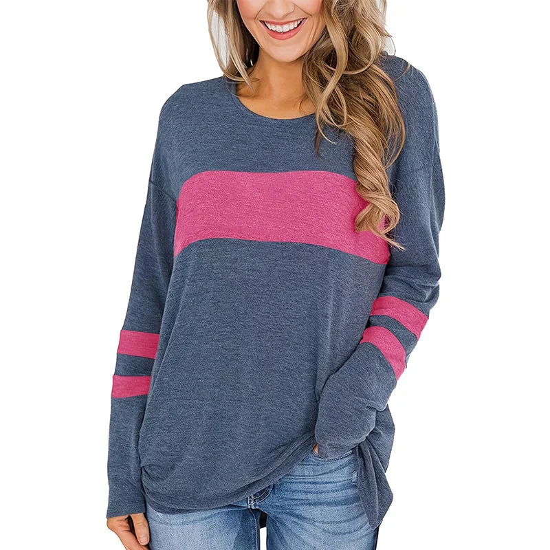 Women's Plus Size Colorblock Stripe Print Tunic T-shirt | OWNLUXE