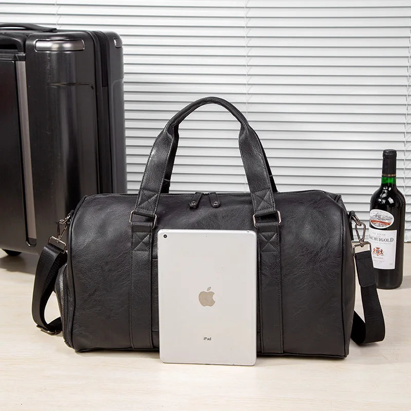 Spacious Leather Shoe-Compartment Travel Duffel Bag | OWNLUXE