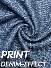 Women's Plus Size Denim Print Flared Pants - High Stretch Slimming Trousers