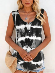 Tie-Dye V-Neck Sleeveless Relaxed-Fit Tank Top | OWNLUXE
