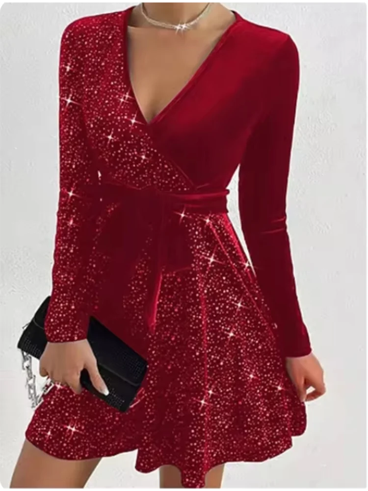 V-Neck Sequin Dress | OWNLUXE