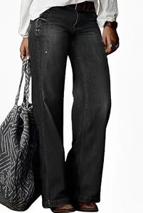 Bold & Relaxed: Wide-Leg Jeans with Patchwork | Jean large audacieux pour femme – Détails patchwork