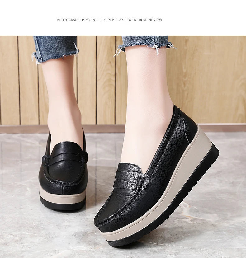 Women's Suede Platform Loafers - Slip-on Flats | OWNLUXE