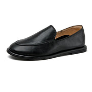 Women's Round Toe Leather Loafers (White) – Shop at OWNLUXE