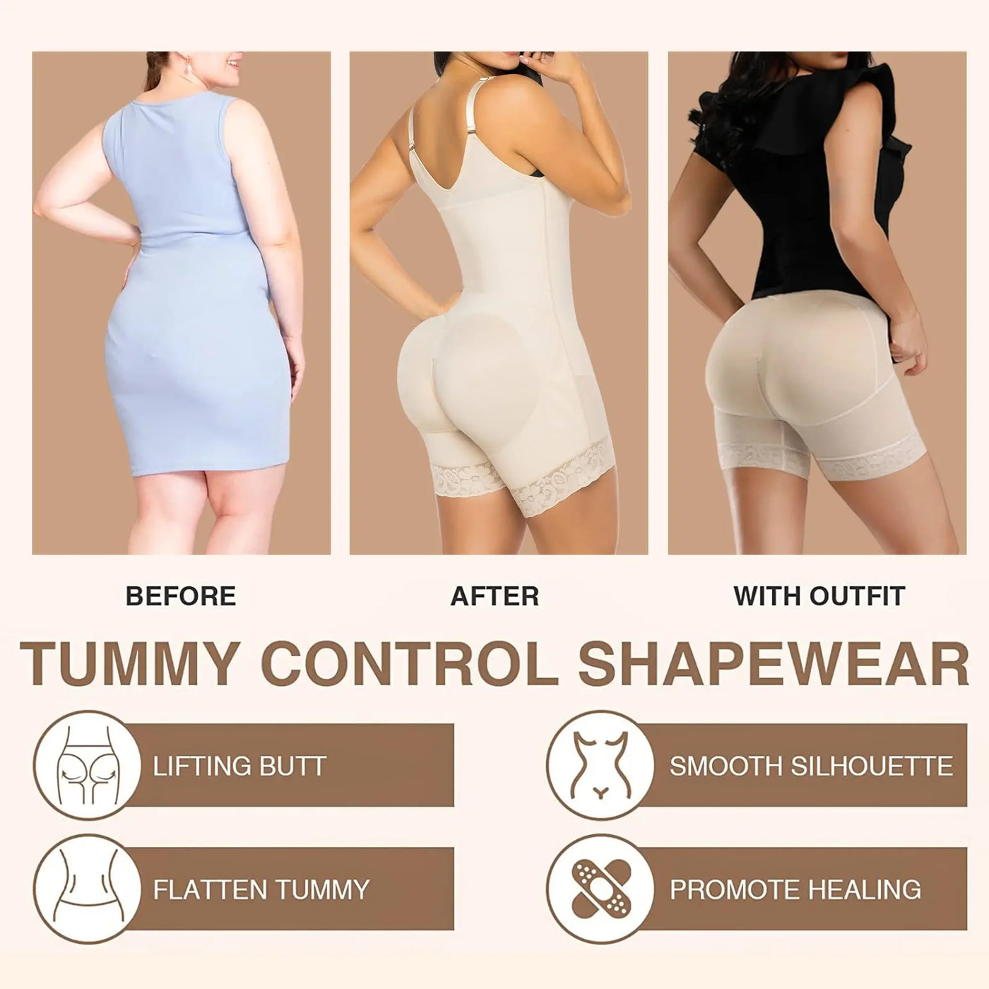 Open-Bust Seamless Body Shaper Faja Post Surgery